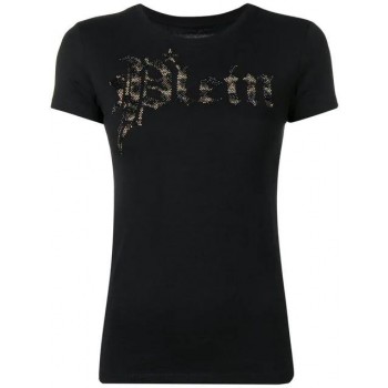 Philipp Plein Embellished Logo T-shirt Women 02 Black Clothing T-shirts & Jerseys Cheap