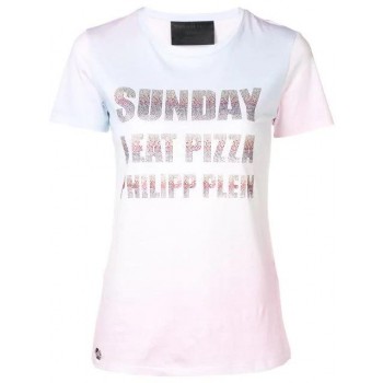 Philipp Plein Sunday I Eat Pizza T-shirt Women 21 Multicolor Clothing T-shirts & Jerseys Newest