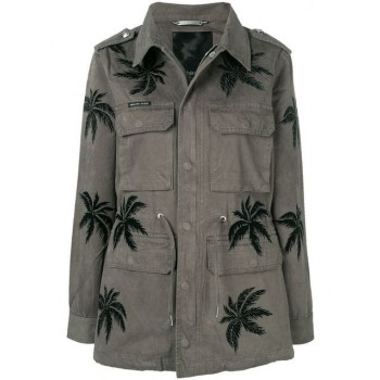 Philipp Plein Palm Print Cargo Jacket Women 65 Military Clothing Jackets Discount Save Up To
