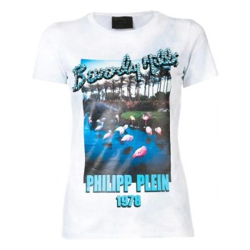 Philipp Plein Embellished Graphic Print T-shirt Women 07 Light Blue Clothing T-shirts & Jerseys