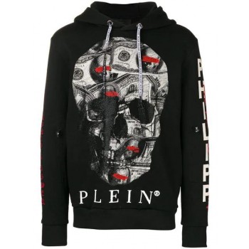 Philipp Plein Dollar Skull Print Hoodie Men 02 Black Clothing Hoodies Online Shop