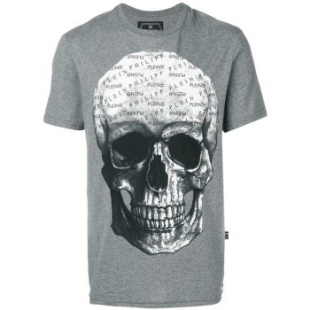 Philipp Plein Skull Print T-shirt Men 10 Grey Clothing T-shirts Fantastic