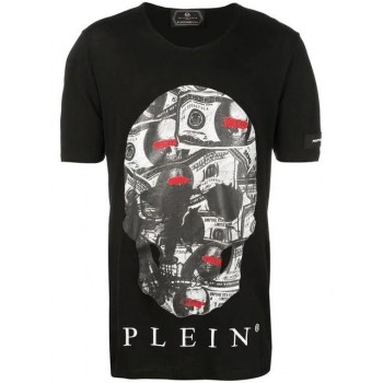 Philipp Plein Dollar Bill Skull T-shirt Men 02 Black Clothing T-shirts Gorgeous