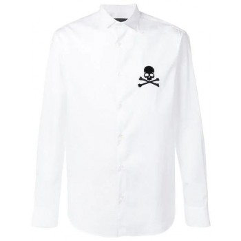 Philipp Plein Embroidered Skull Shirt Men 01 White Clothing Shirts Top Brands