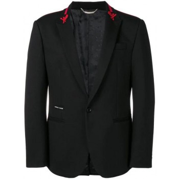 Philipp Plein Stripes Single-breasted Blazer Men 0213 Black / Red Clothing Blazers
