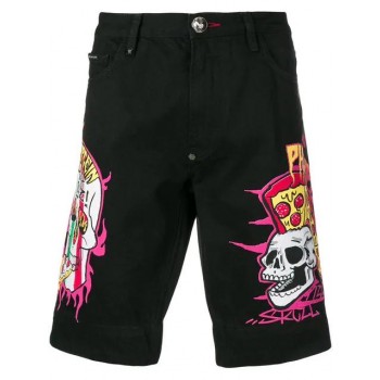 Philipp Plein Pizza Boy Knee-length Shorts Men 02sk Sound Killa Clothing Bermuda Outlet Boutique