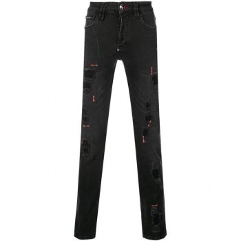 Philipp Plein Destroyed Super Straight-cut Jeans Men 02dj Damaged Justice Clothing Regular & Straight-leg