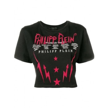 Philipp Plein Cropped Logo T-shirt Women 02 Black Clothing T-shirts & Jerseys New York