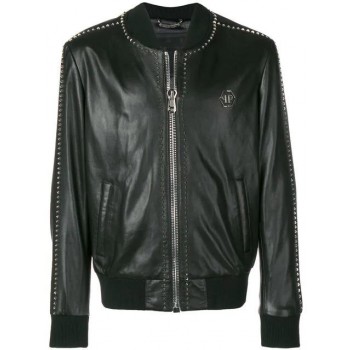 Philipp Plein Studded Bomber Jacket Men 02 Black Clothing Jackets Outlet Online