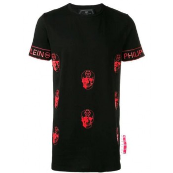 Philipp Plein Skull Print T-shirt Men 0213 Black/red Clothing T-shirts Super Quality