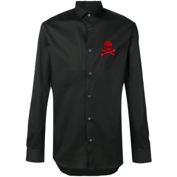 Philipp Plein Original Platinum-cut Shirt Men 0213 Black / Red Clothing Shirts Cheap Prices