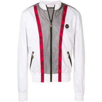 Philipp Plein Logo Tape Bomber Jacket Men 01 White Clothing Jackets Usa Official Online Shop