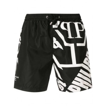 Philipp Plein Logo Print Swim Shorts Men 02 Black Clothing Cheap Sale