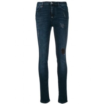 Philipp Plein Distressed Detail Jeans Women 14sc Storm Catcher Clothing Skinny Cheapest Price