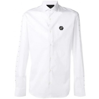 Philipp Plein Star Stud Spread Collar Shirt Men 01 White Clothing Shirts World-wide Renown