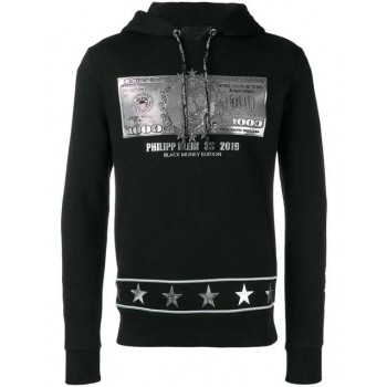 Philipp Plein Dollar Print Hoodie Men 0270 Black/silver Clothing Hoodies Gorgeous