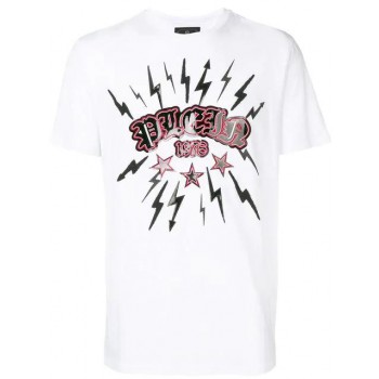 Philipp Plein Lightning Bolt T-shirt Men 01 White Clothing T-shirts Hottest New Styles