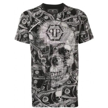 Philipp Plein Dollar Print T-shirt Men 0201 Black&white Clothing T-shirts Promo Codes