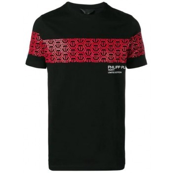 Philipp Plein Logo Panelled T-shirt Men 0213 Black / Red Clothing T-shirts Catalogo