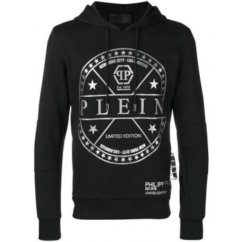 Philipp Plein Printed Logo Hoodie Men 0201 Black/white Clothing Hoodies Newest Collection