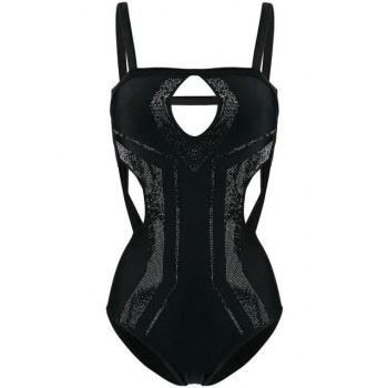 Philipp Plein Rhinestone Embellished Swimsuit Women 02 Black Clothing Swimming Costumes