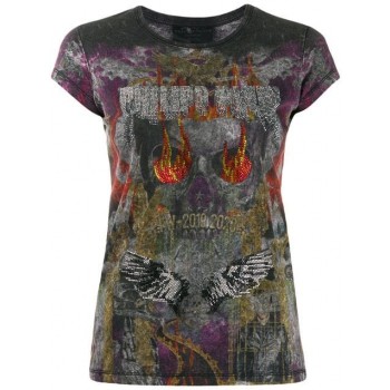 Philipp Plein Rhinestone Embellished T-shirt Women 02 Black Clothing T-shirts & Jerseys