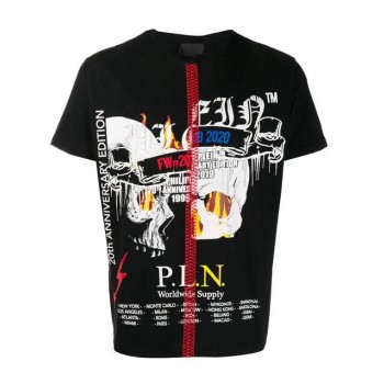 Philipp Plein '20th Anniversary' T-shirt Men 2 Black Clothing T-shirts Outlet Factory Online Store