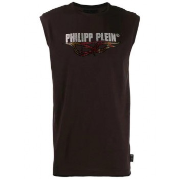 Philipp Plein Flame Tank Top Men 44 Dark Brown Clothing Vests & Tanks Vast Selection