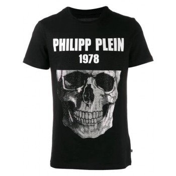 Philipp Plein Skull T-shirt Men 0201 Black / White Clothing T-shirts Store
