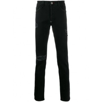 Philipp Plein Super Straight Cut Statement Jeans Men 02nb Noir Romance Black Clothing Skinny