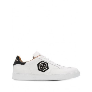 Philipp Plein Lo-top Luxury Sneakers Men 0102 White / Black Shoes Low-tops Official Authorized Store
