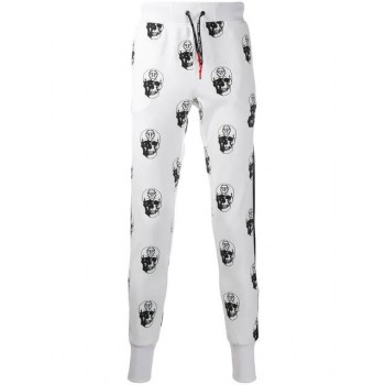 Philipp Plein Printed Track Pants Men 0102 White / Black Clothing Hottest New Styles