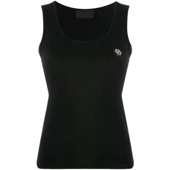 Philipp Plein Logo Tank Top Women 02 Black Clothing Vests & Tops Clearance Sale