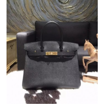 Hermes Birkin 30cm Epsom Calfskin Bag Handstitched Gold Hardware, Noir Black RS09639