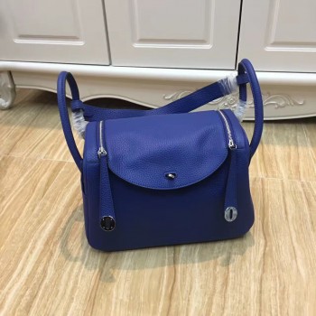 Hermes Lindy 30cm Handbag Electric Blue Silver