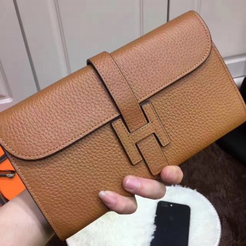 Hermes Jige Wallet Togo Leather Brown