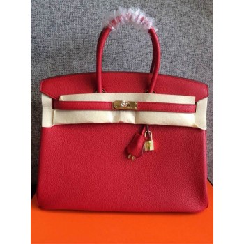 Hermes Birkin 35cm Togo leather Handbags red Golden