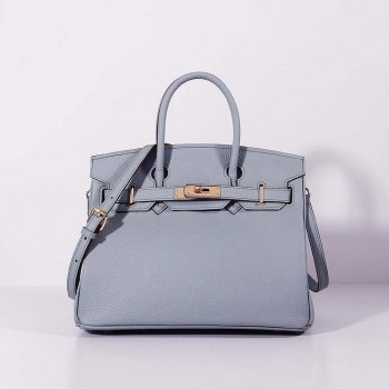 Hermes 30cm Birkin Bag Togo Leather with Strap Blue Lin Gold