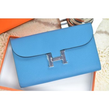 Hermes H Wallet Blue Silver