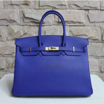 Hermes Birkin 35cm Togo leather Handbag electric blue gold