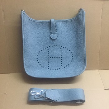 Hermes Evelyne III Togo Leather Crossbody Bag Blue Lin