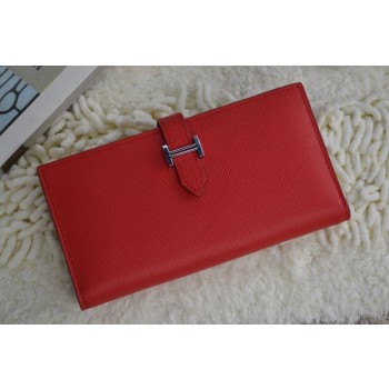 Hermes Calf Leather Wallet H005 H Red