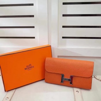 Hermes Constance Wallet Togo Leather Orange