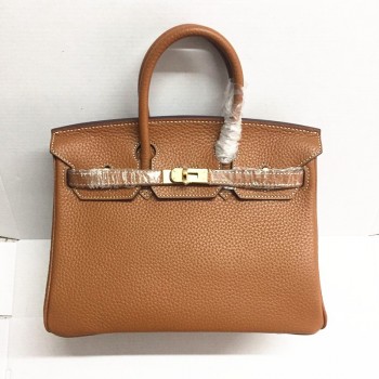 Hermes Birkin 25cm Handbag 6068 light coffee golden