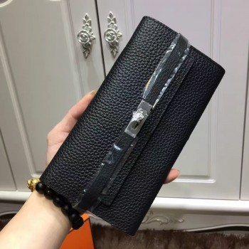 Hermes Kelly Wallet Togo Leather Black