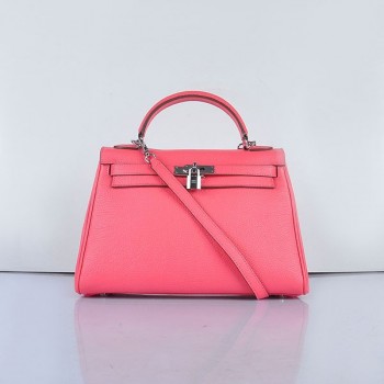 Hermes Kelly 32cm Togo Leather Handbag 6108 Lip Pink Silver