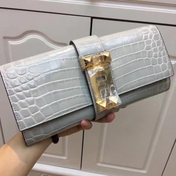 Hermes Medor Clutch 29cm Croco Grey