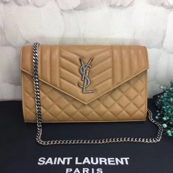 YSL Chain Crossbody Purse 22.5cm apricot