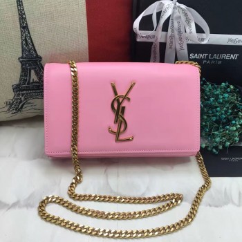 YSL Smooth Leather Chain Bag 22cm Pink