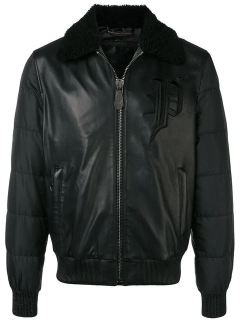 Replica Philipp Plein Leather Padded Jacket Men 02 Black Clothing ...